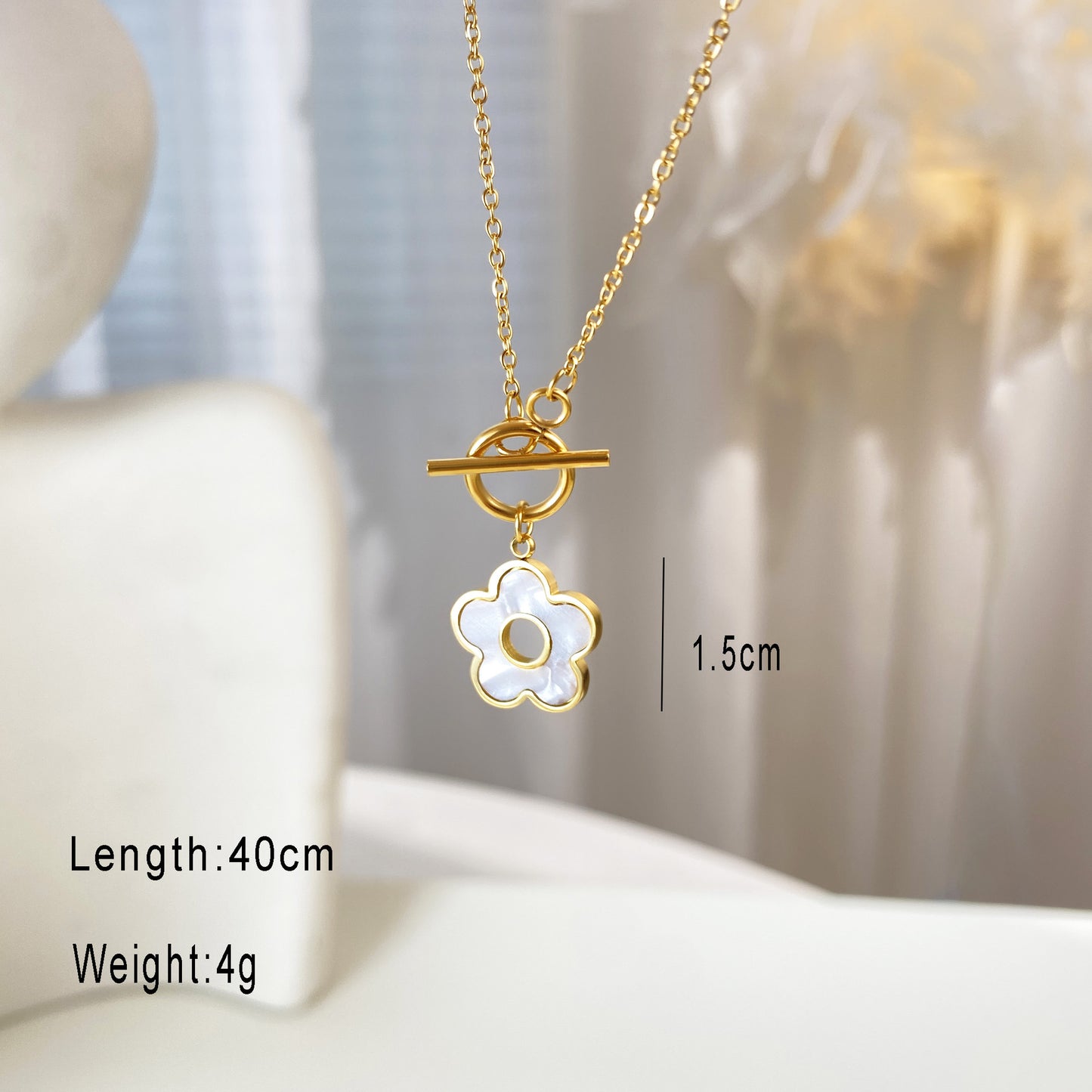 Gold Plating Buckle Small Flower Cruciate Titanium Necklaces