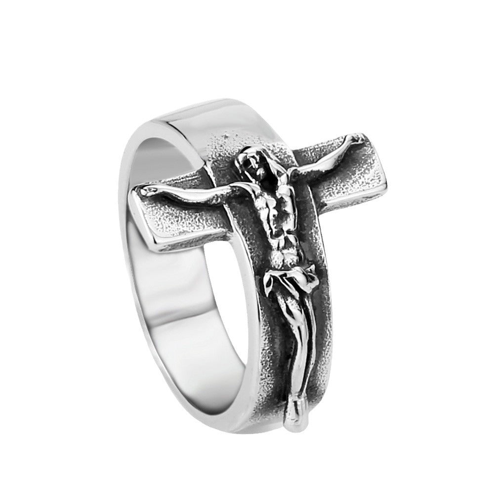 Men's Ornament Stainless Steel Vintage Personality Cross Rings