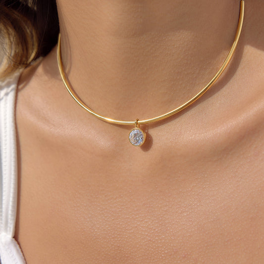 Ding Zircon Stainless Steel Collar Female High-grade Titanium Light Luxury Necklace