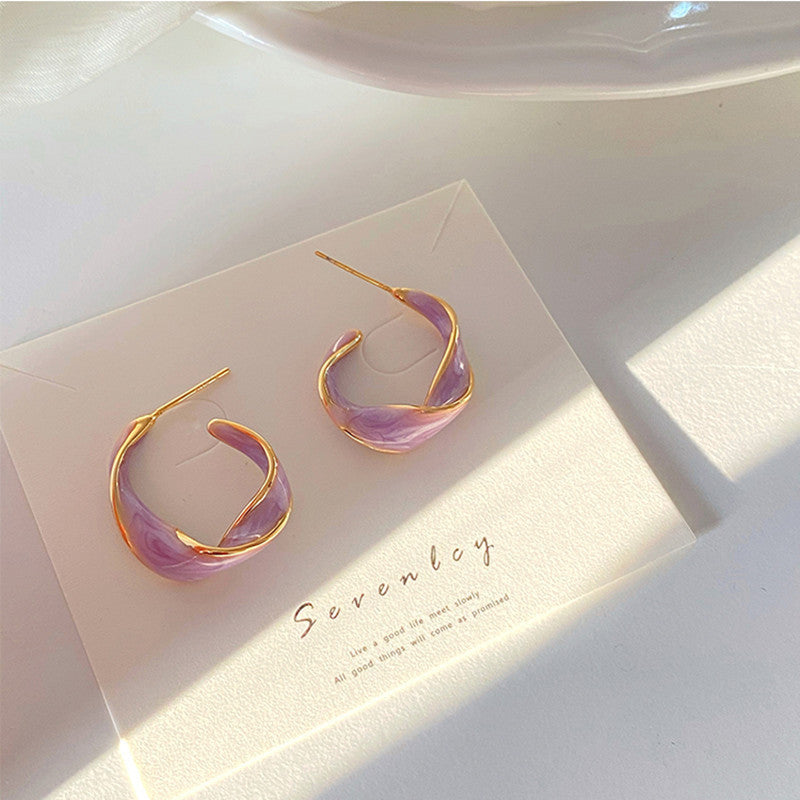 Fashion Simple Twisted Enamel Retro Gentle Earrings