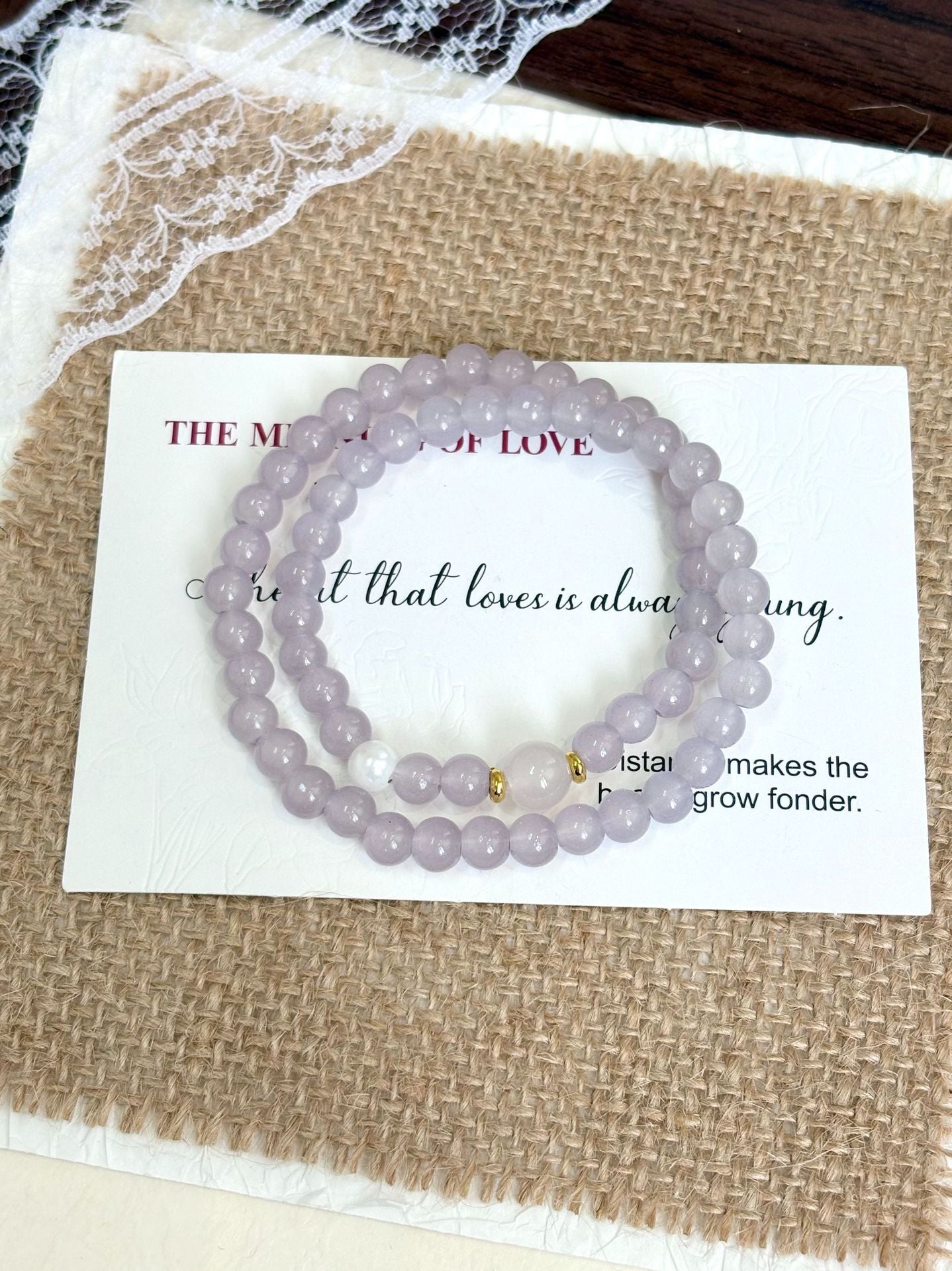 White Ash-gray Moonlight Double Circle Twin Refined Simple Fashionable Bracelet