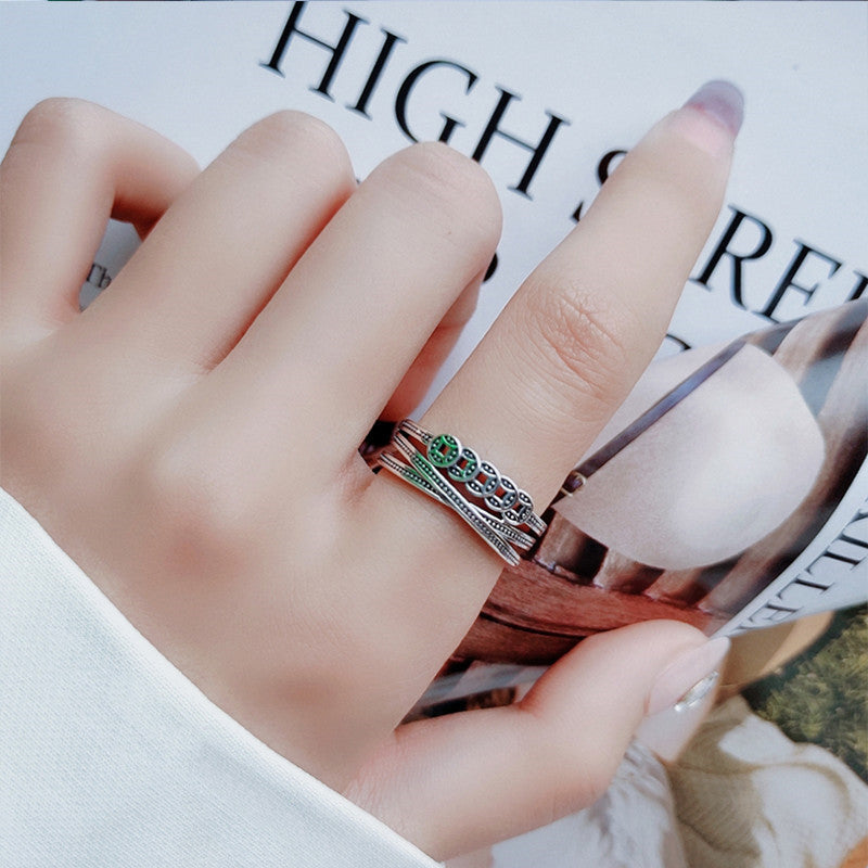 Women's Trendy Style Design Vintage Finger Coin Opening Smart Money Drawing Ring