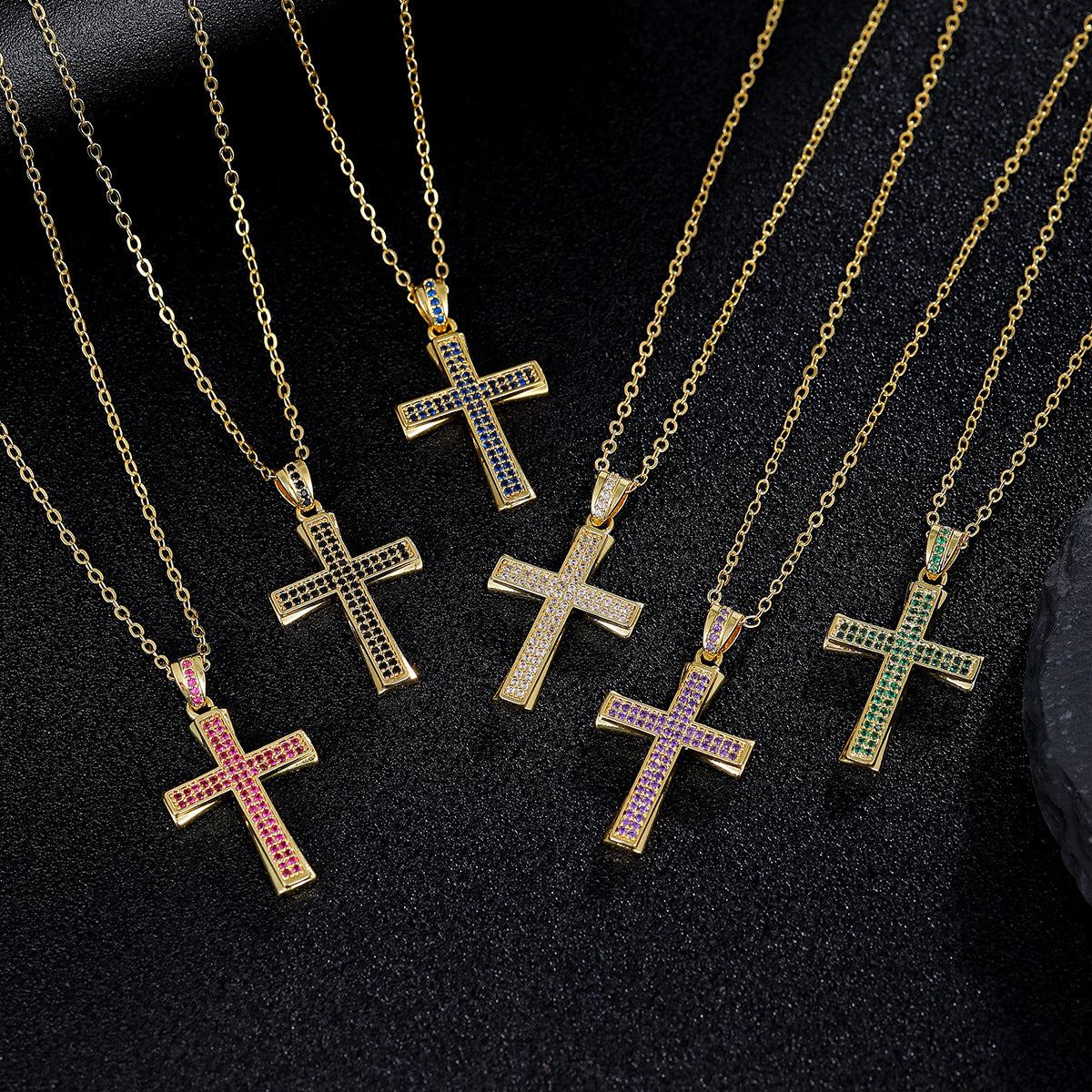 Plated Real Gold Micro Inlaid Color Zircon Pendants