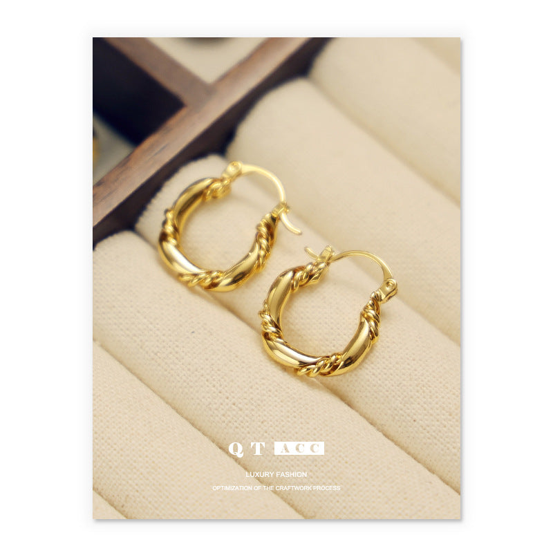 Round Clip Niche Retro Premium Metal Ear Buckle