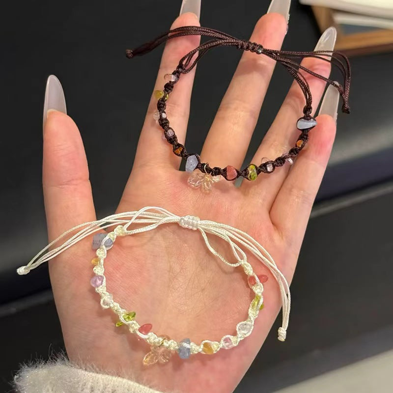 Women's Gravel For Exquisite Design High-grade Hand-woven Girlfriends Carrying Strap Bracelet