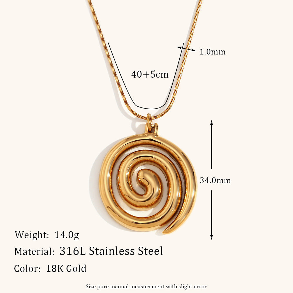 Women's Snake Chain Vortex Stainless Steel Gold Plated Fashion Personality Necklace