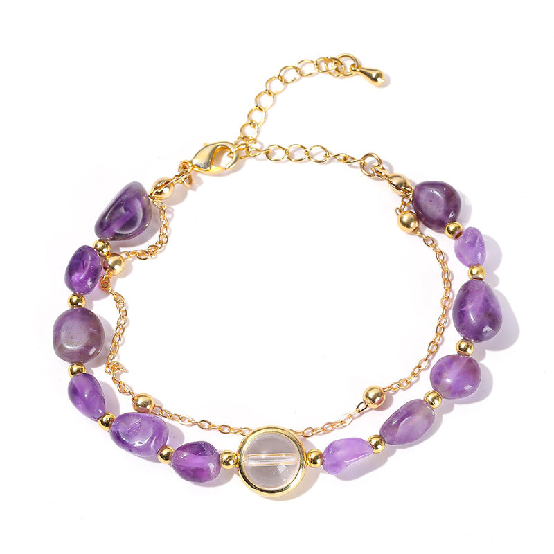 Women's Natural Amethyst Matching Fresh Citrine Double Bracelet