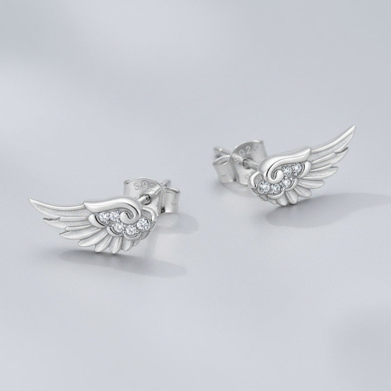 Angel Wings Female Zircon Titanium Alloy Light Luxury Rings