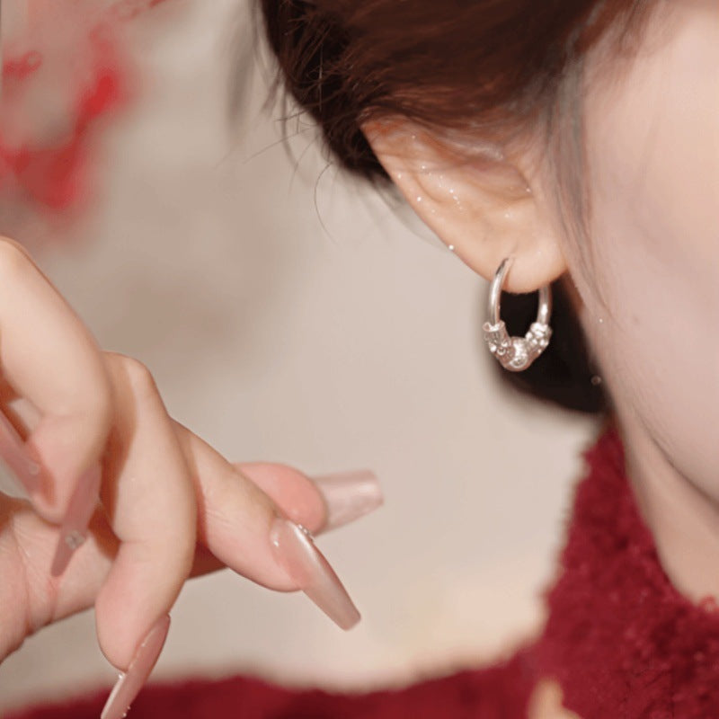 Women's Sier Lucky Beads For Light Luxury Temperament Exquisite High-grade Earrings