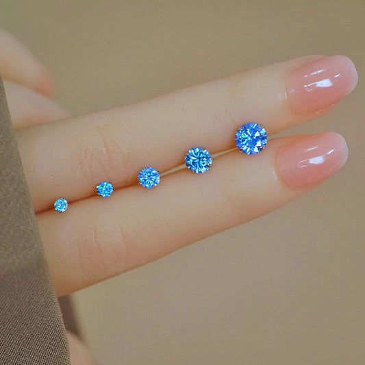 Women's Ocean Blue Sterling Sier Round Zircon For Affordable Luxury Fashion Rings