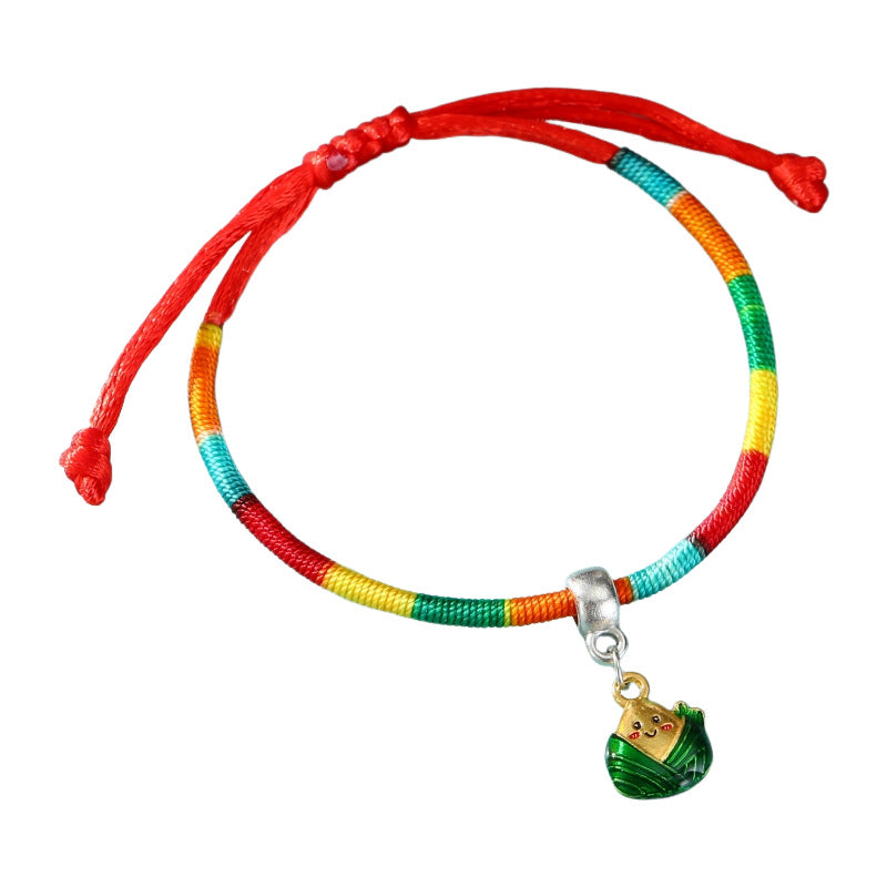 Children's Dragon Boat Festival Colorful Rope Hand-woven Alloy Small Tiger Carrying Bracelet