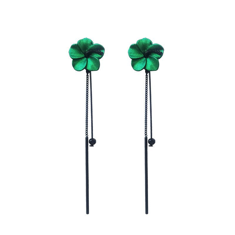 Flower Tassel Refined Long Retro Spray Earrings