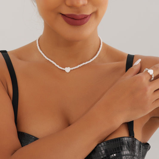 Women's Ornament Bohemian White Small Size Beads Necklaces