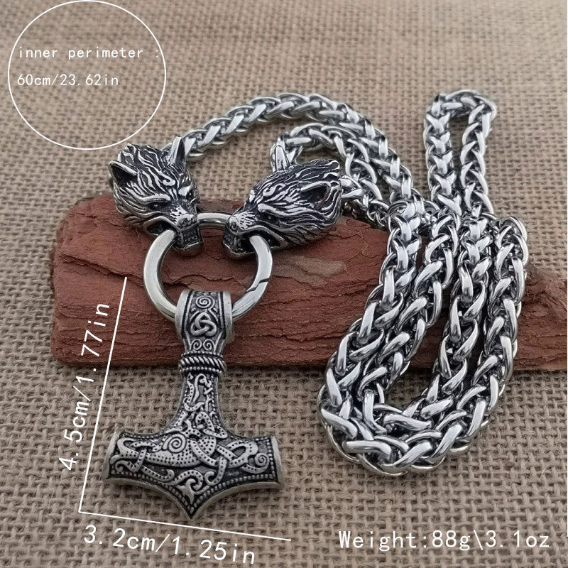 Men's Nordic Viking Impactor Wolf Head Domineering Norwegian Necklaces