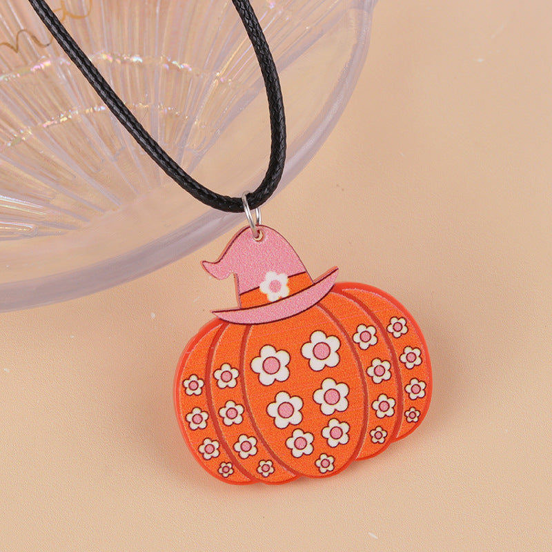 Women's Cartoon Fun Ghost Pumpkin Acrylic Personalized Necklaces