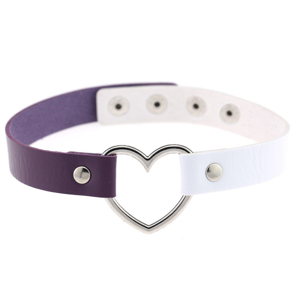 Fashion Punk Nightclub Soft Leather Heart Love Necklaces