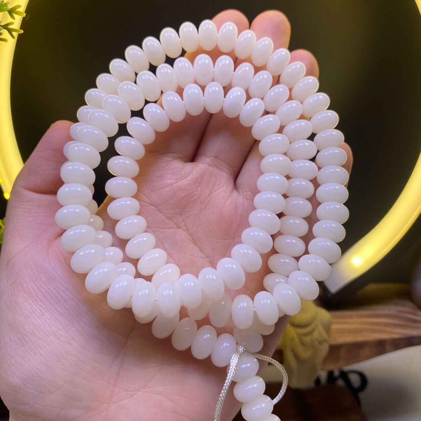 Dyed Grass Green Gray Jade Bodhi Root Beads Bracelets