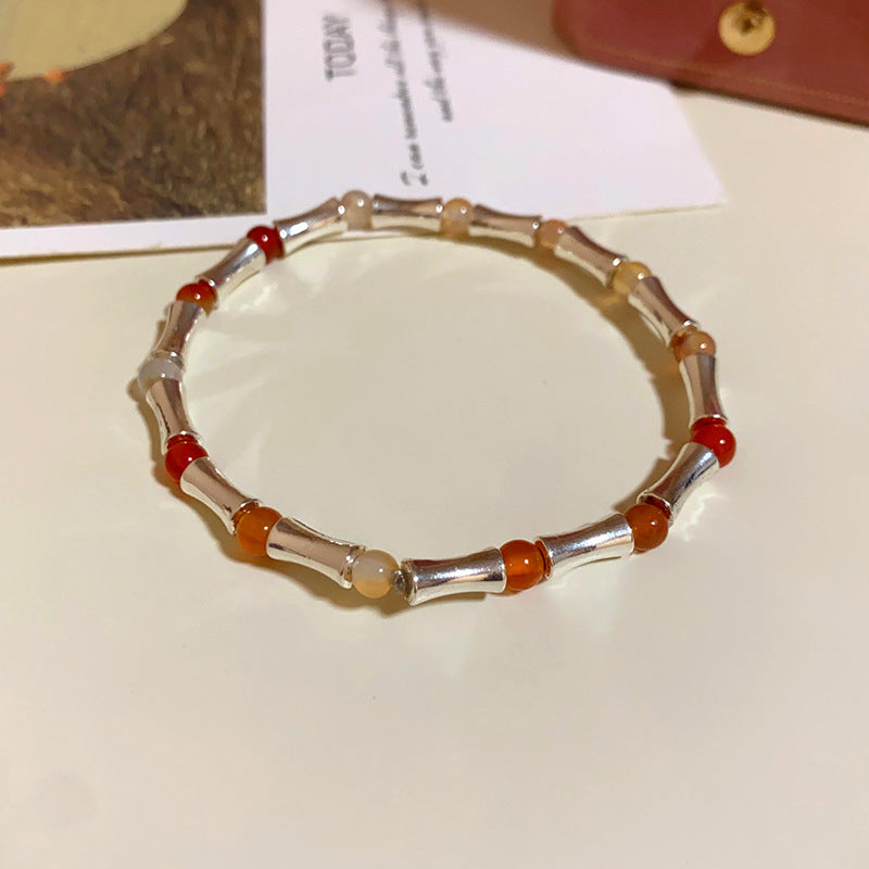 French Retro Smiley Face Bamboo Artificial Jade Personality Trendy Light Bracelets