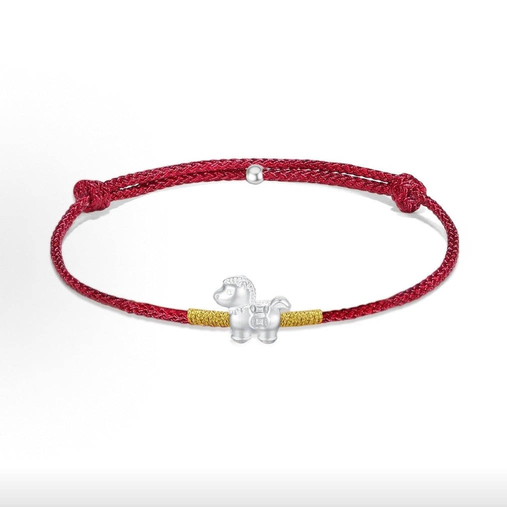 Pure Sier Immediately Rich Red Rope Couple Bracelet