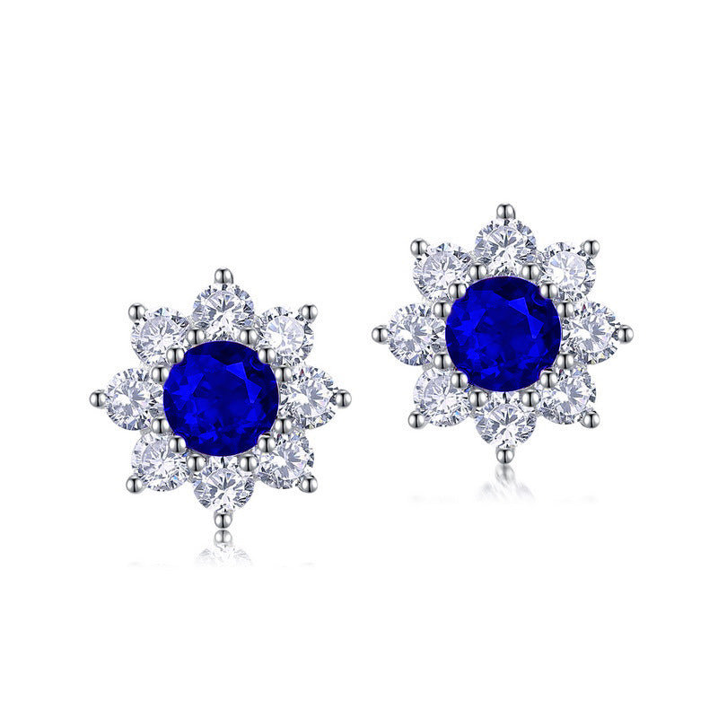Sterling Sier Inlaid Ruby High Sense Sun Flower Rings