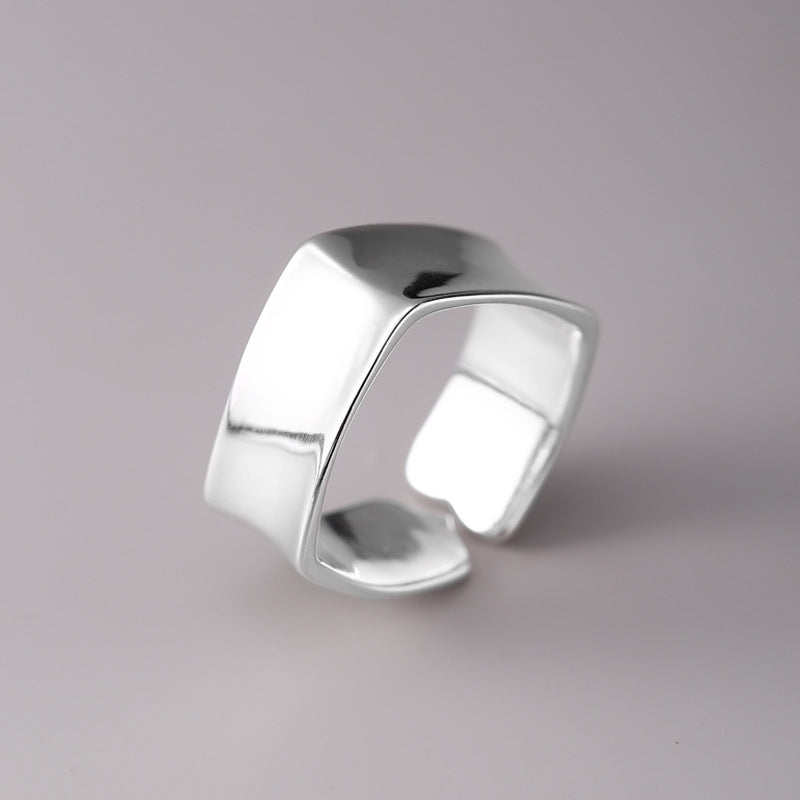 Women's Temperament Simple Geometric Square Smooth Opening Personalized Rings