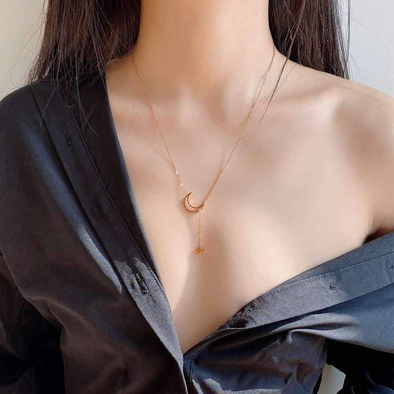 Women's Matching Moon Star Niche Design Tassel Necklace