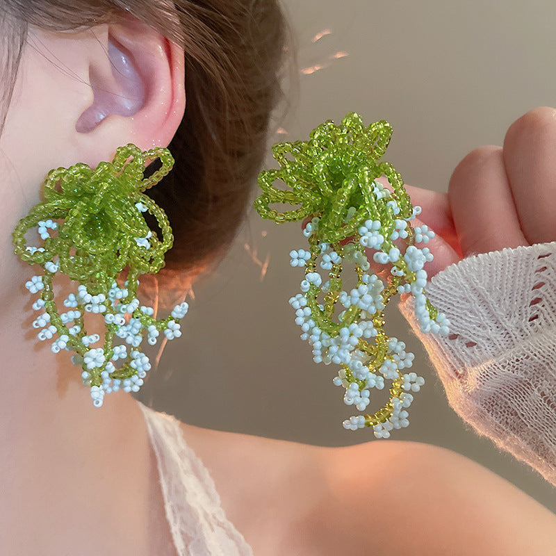 Women's Flower Shell Tassel Light Luxury High-grade Earrings