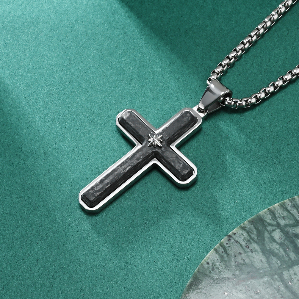 Men's Cut Edge Forged Random Pattern Carbon Pendants