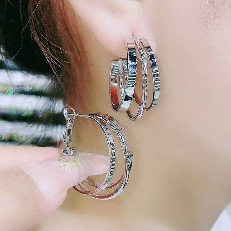Women's Round Trendy Circle Ear Simple Cold Style Retro French Rings