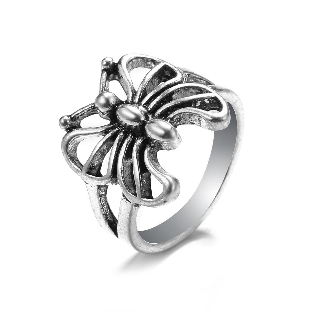 Knuckle Female Personality Rose Skull Spider Rings