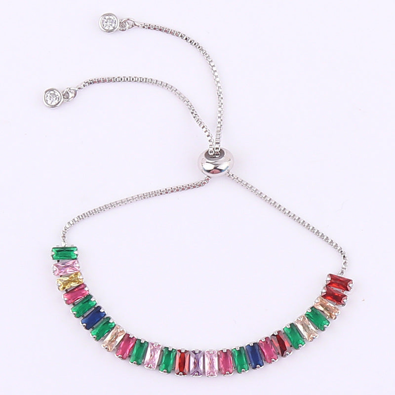 Women's Colorful Solid Color Zircon Full Diamond Bracelet