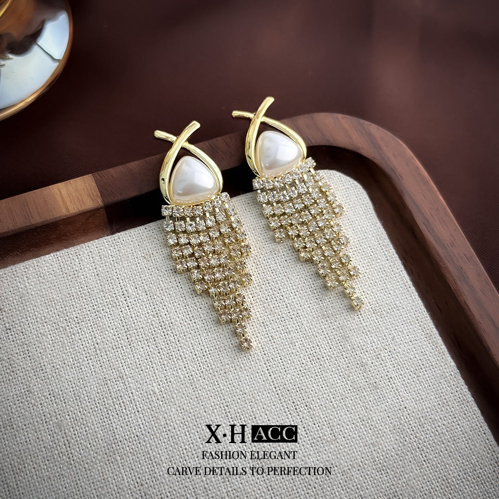 Elegant Zircon Butterfly Tassel Gentle Stylish Personality Stud Earrings