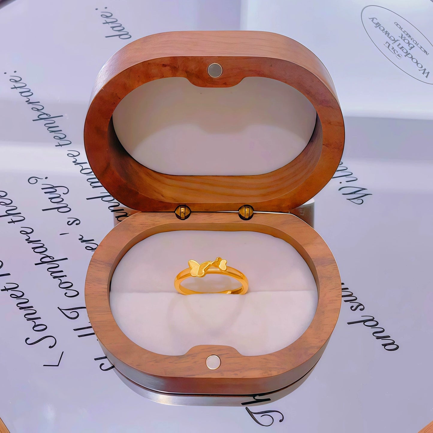 Gold Ancient Brushed Flower Niche Design Light Luxury Open Rings
