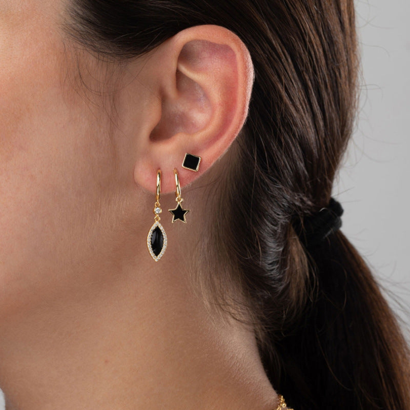Colorful Oil Ear Clips Fashion Style Stud Earrings