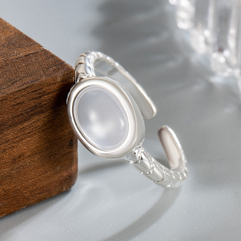 Oval Black Agate White Chalcedony For Design Cool Rings