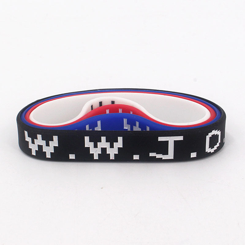 Women's & Men's Sports Style Silicone Concave Color Filling Adult Rubber Wrist Bracelet