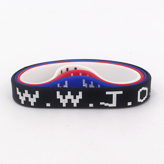 Women's & Men's Sports Style Silicone Concave Color Filling Adult Rubber Wrist Bracelet