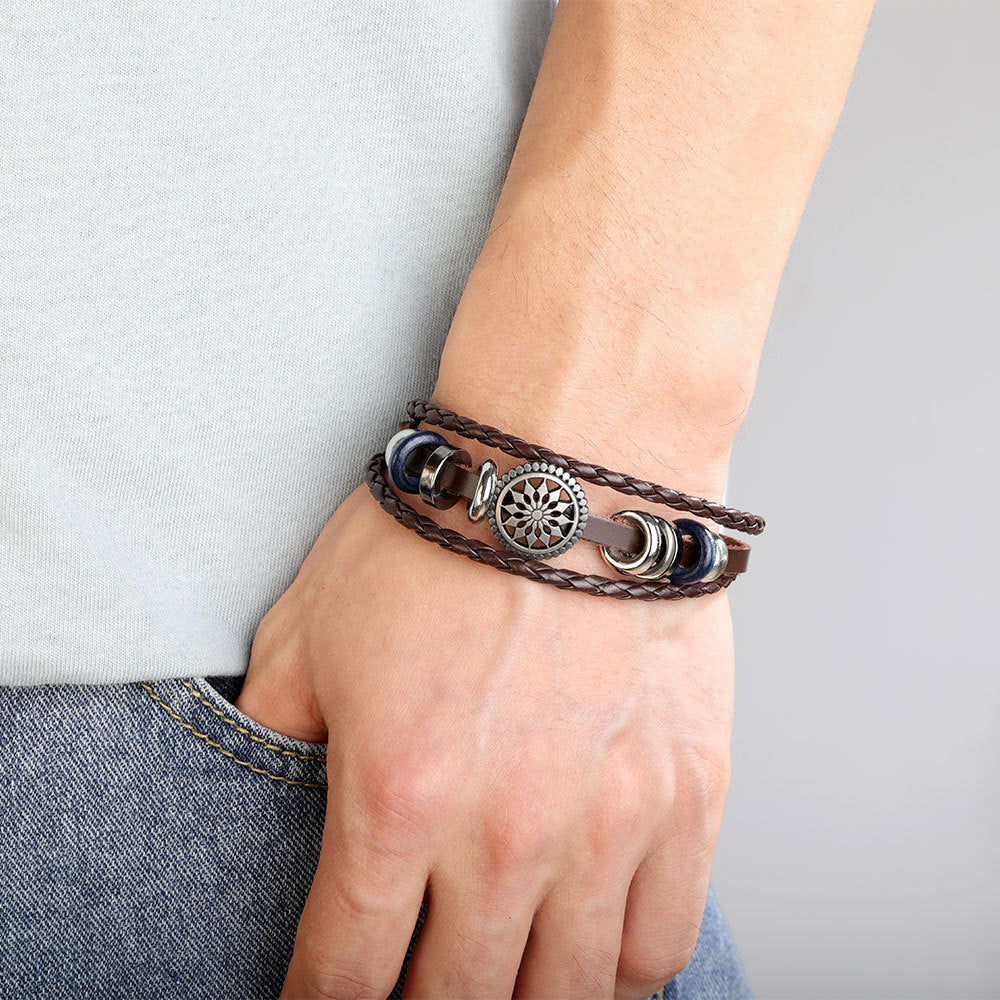 Women's & Men's Alloy Beads Handmade Woven Leather String Bracelet