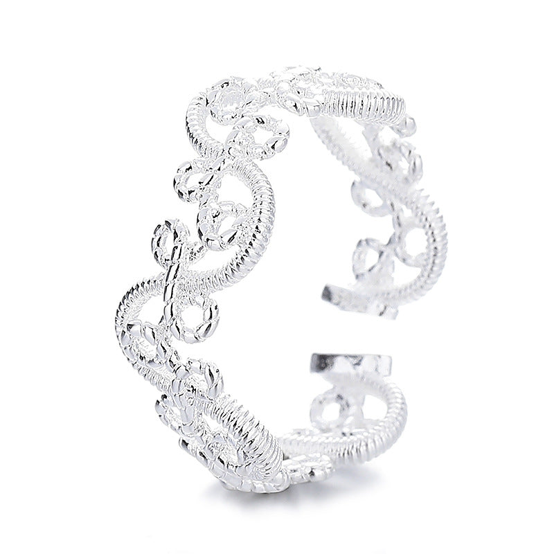 Iris Flower Female Hollow Vine Exquisite Versatile Twin Rings