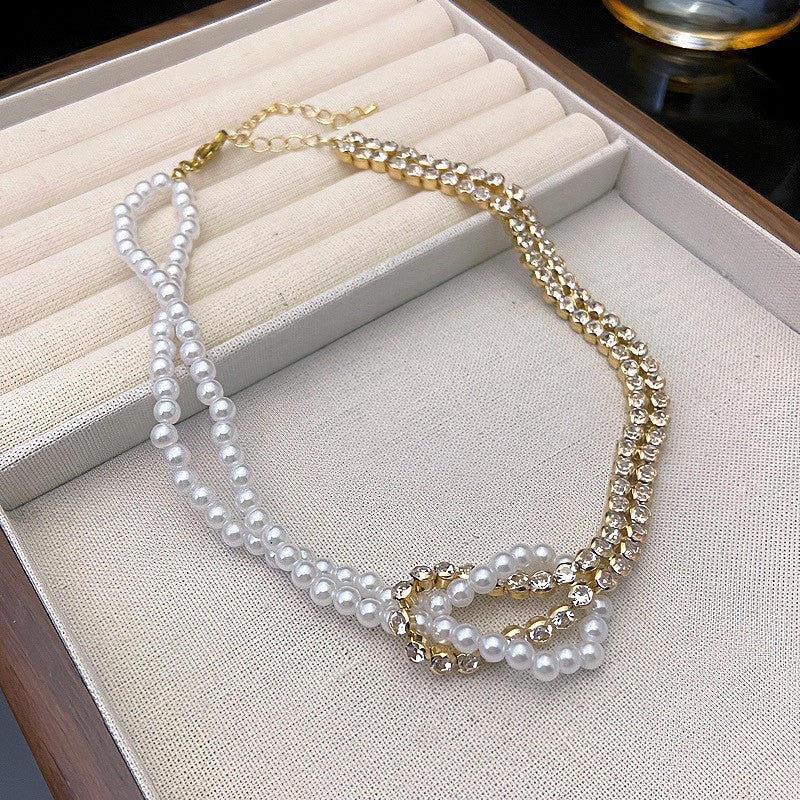 Pearl Short Design Rhinestone Collar Temperament Necklaces