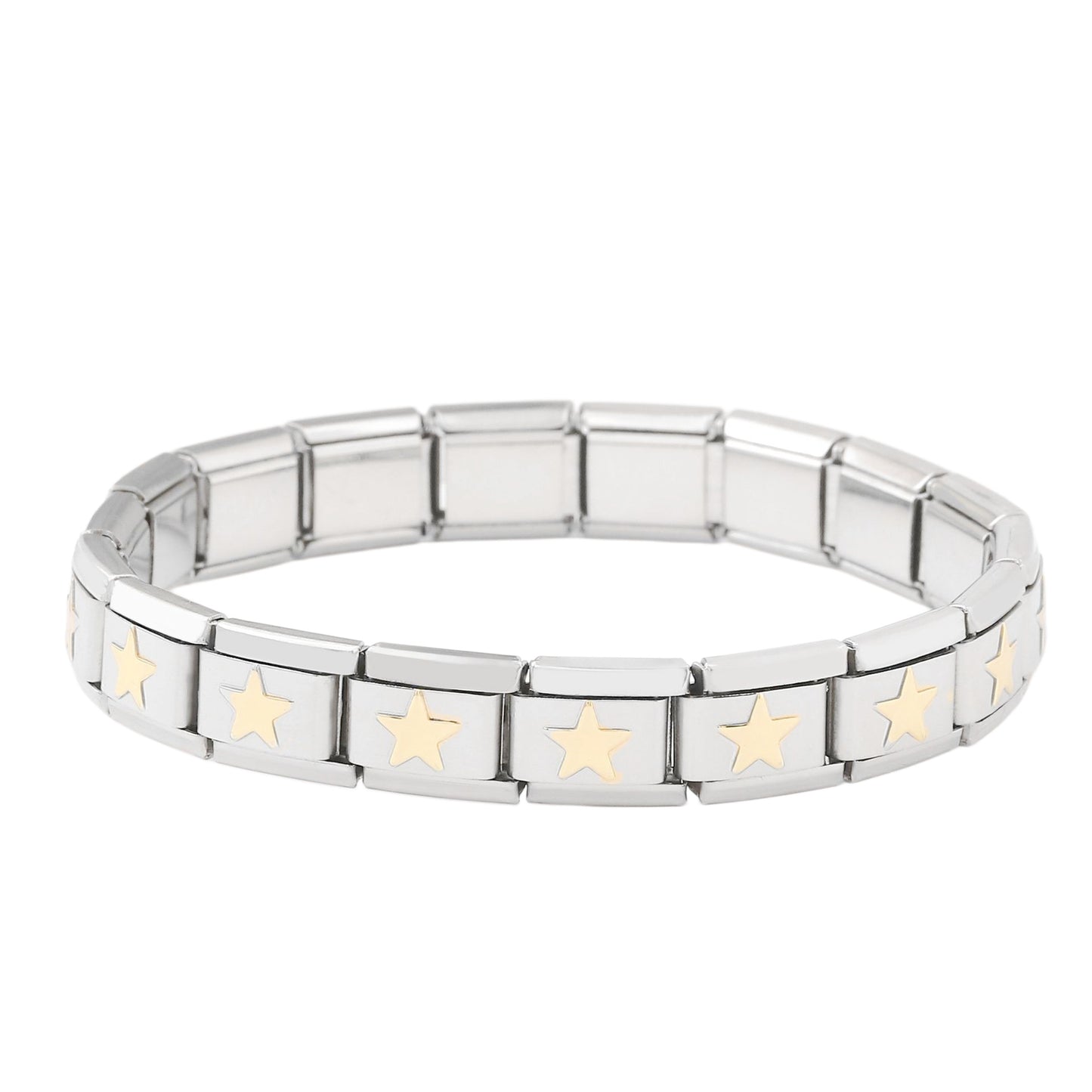 Steel Module Elastic Vacuum Plating Real Gold Bracelet