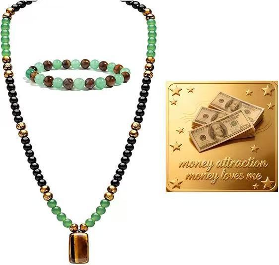 Unakite Yellow Tiger's Eye Square Tiger Necklace