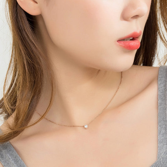 Diamond Zircon Titanium Steel Female Clavicle Chain Necklaces