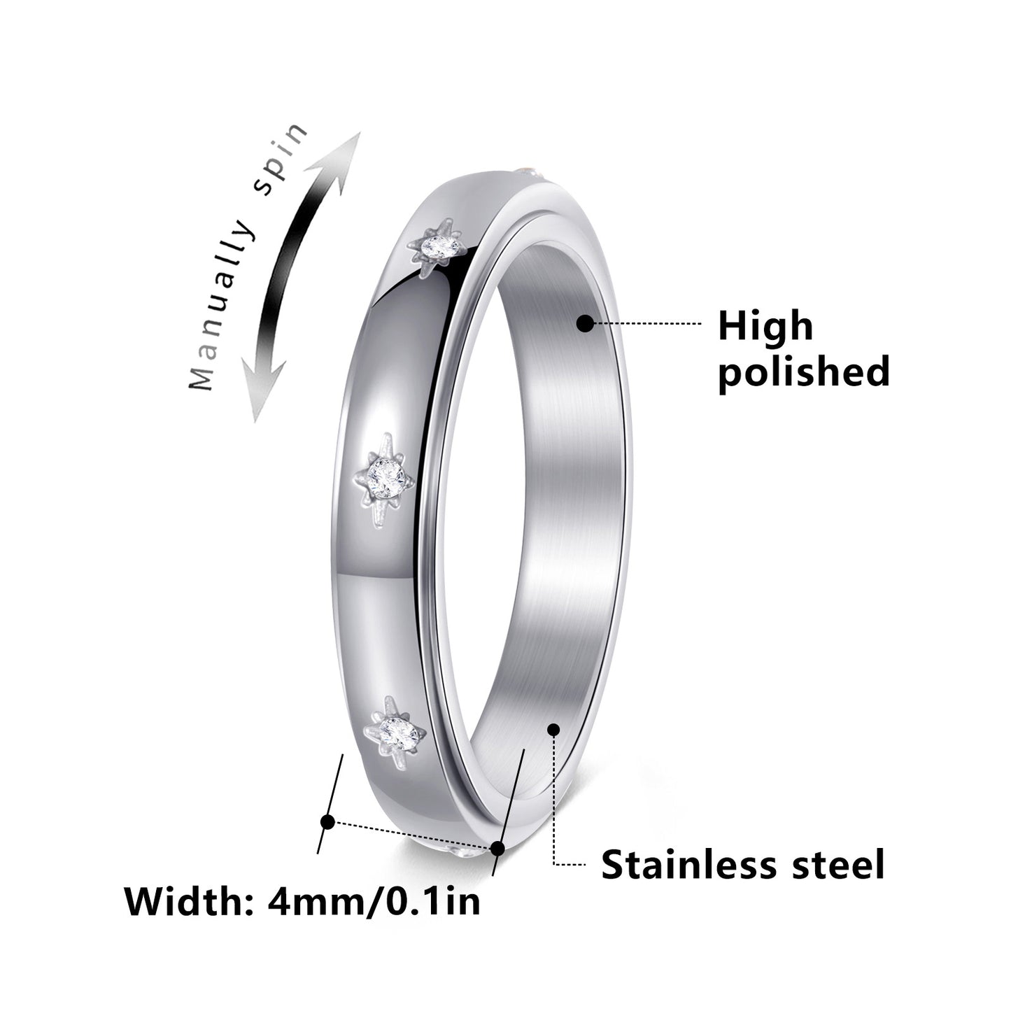 Women's Titanium Steel Simple Niche With Diamond Ring