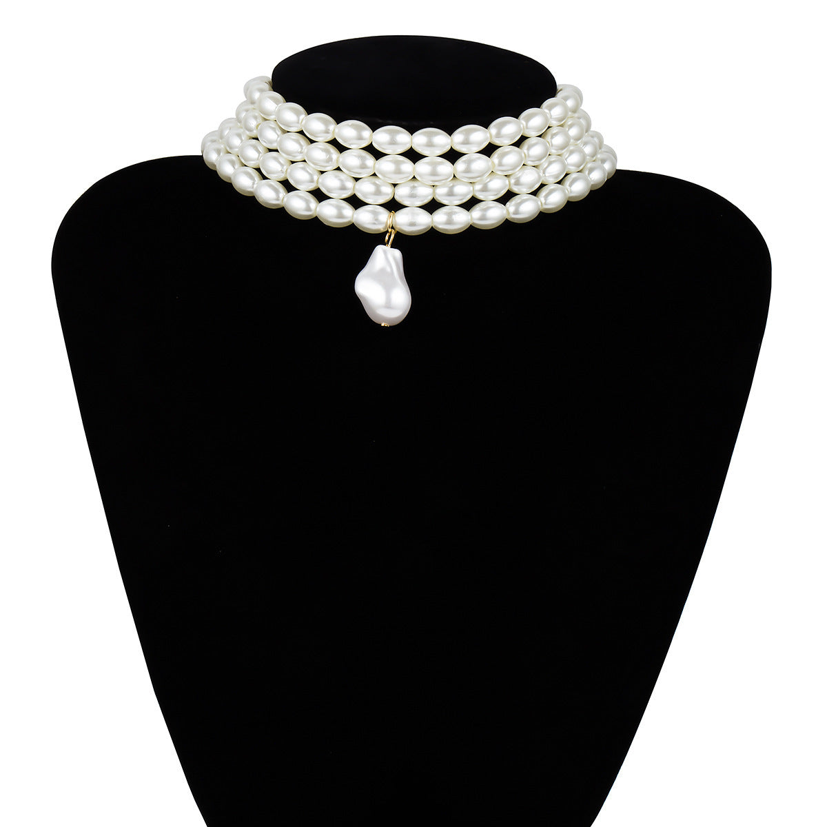 Women's Personalized Simple Round Geometric Beige Pearl Shaped Necklace