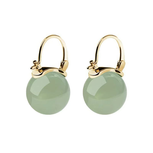 Design Imitation Jade Cat's Eye Stone Stylish Earrings