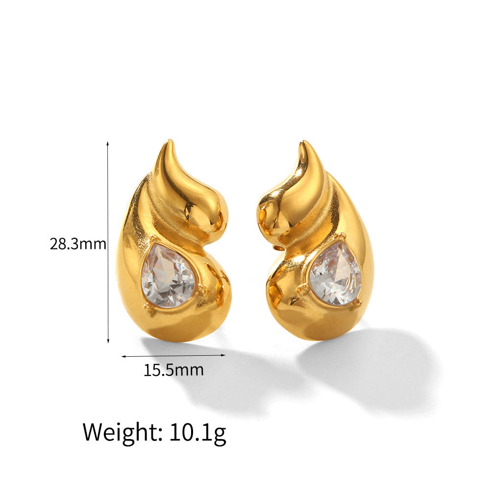 Gold-plated Titanium Steel Water Drop Ear Female Affordable Luxury Earrings