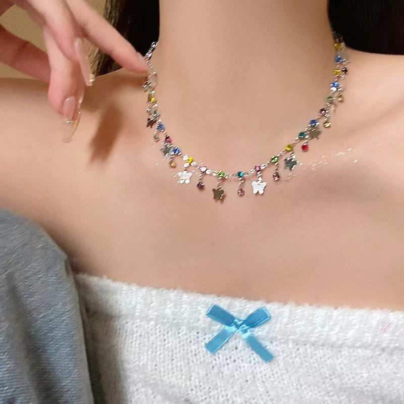 Summer Cool Butterfly Female Light Luxury Minority Flash Exquisite Clavicle Necklace