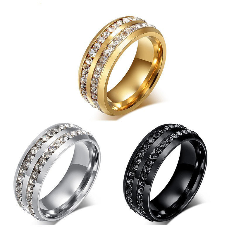 Double Rows Of Diamonds Female Male Inlaid Zircon Titanium Starry Bracelet