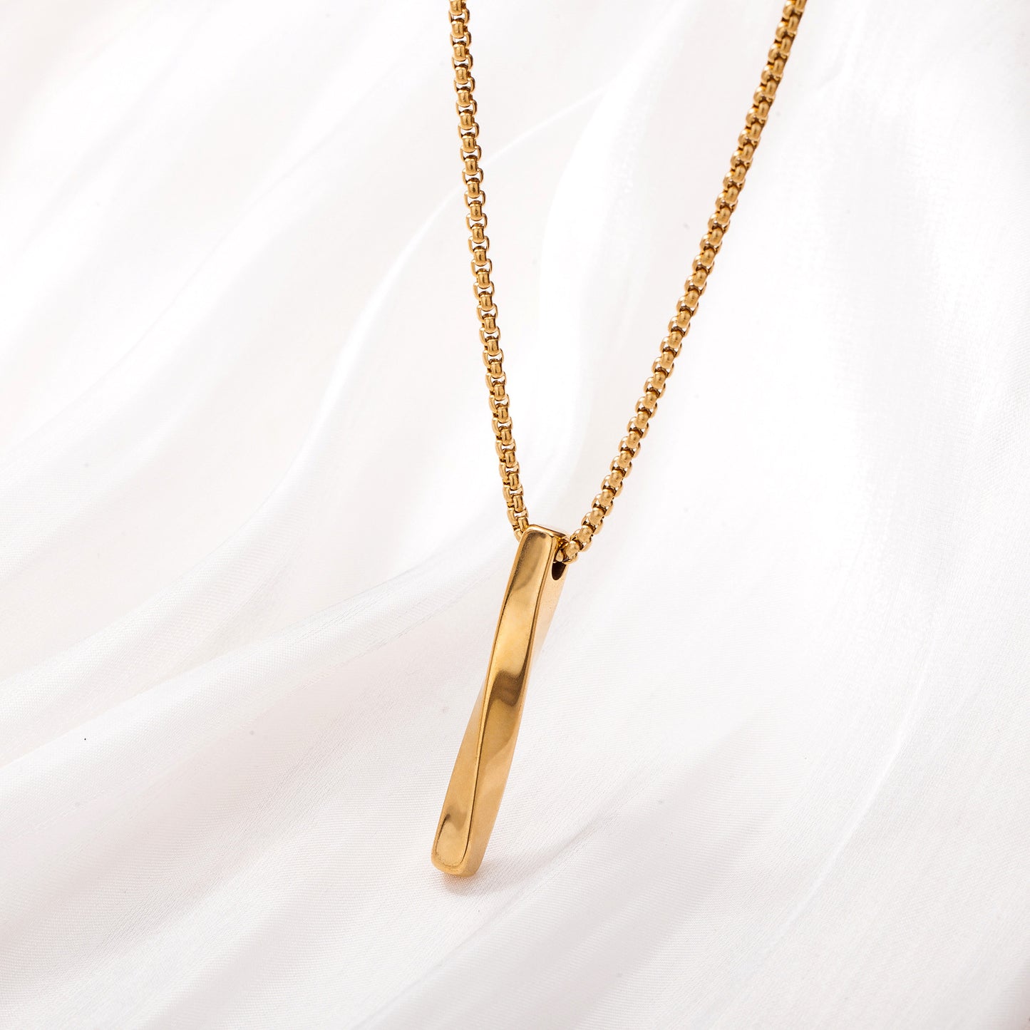 Men's Long Stainless Steel Sweater Chain Gold Plating Simple Geometric Necklaces